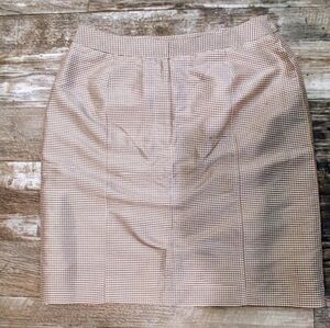 Lands' End Tan Checkered Pencil Skirt